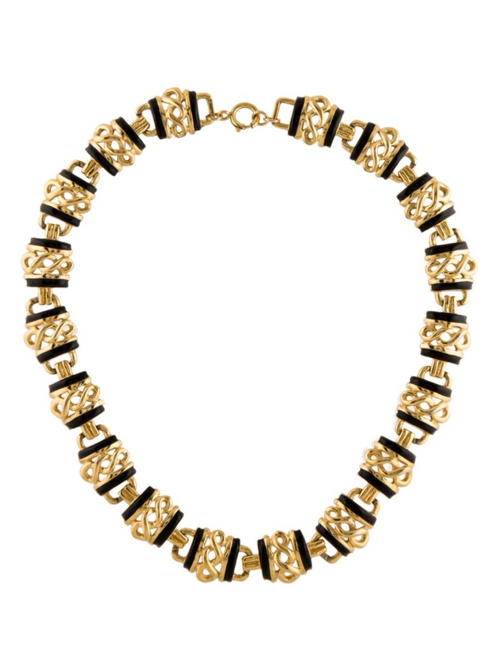 St. John Gold and Black Filigree Link Necklace - Women Jewelry - Picture 1 of 3